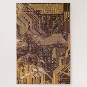 Gold Cyber Circuit Board Tech Art Electronics