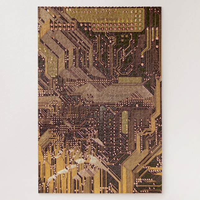 Gold Cyber Circuit Board Tech Art Electronics (Vertikal)
