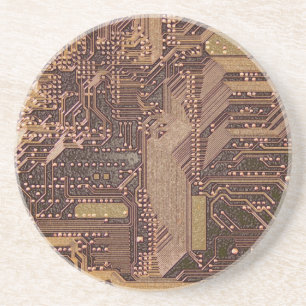 Gold Cyber Circuit Board Tech Art Electronics Getränkeuntersetzer