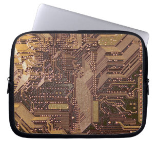 Gold Cyber Circuit Board Tech Art Electronics Laptopschutzhülle