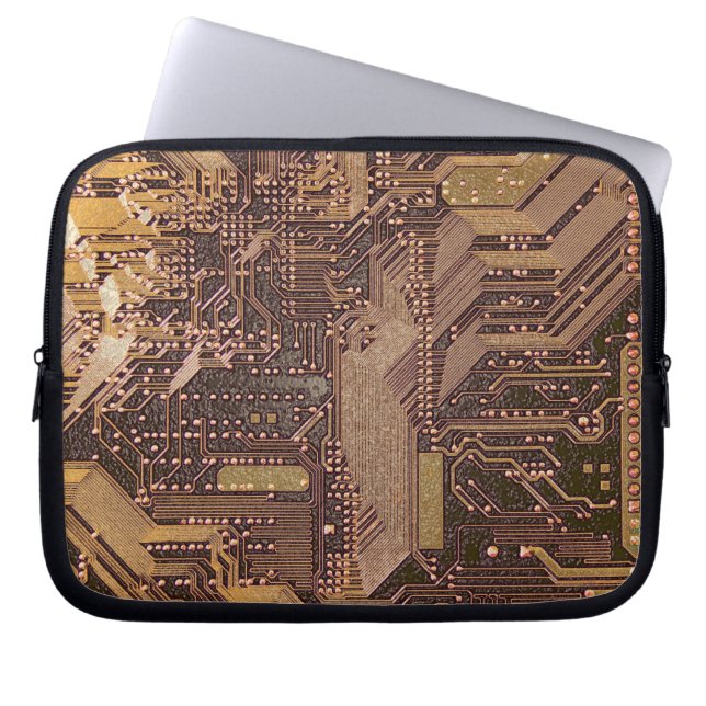 Gold Cyber Circuit Board Tech Art Electronics Laptopschutzhülle (Vorderseite)