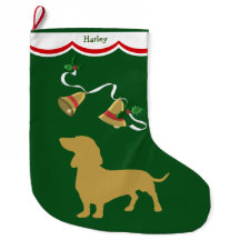 Gold Dackel Holiday Bells