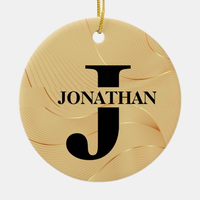 Gold Dad Initial Name Appreciation Design Keramik Ornament (Vorne)