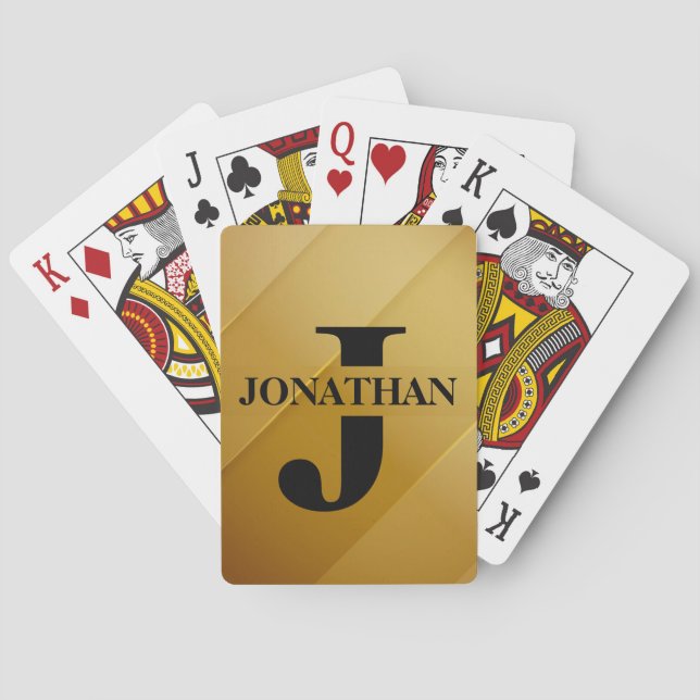 Gold Dad Initial Name Appreciation Design Spielkarten (Rückseite)