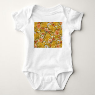 Gold Dahlia Blume, Vintages Blumendesign. Baby Strampler