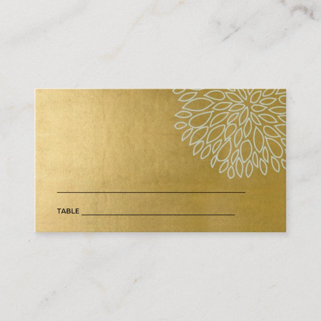 GOLD DAHLIA FLORAL BAR BAT MITZVAH PLATZKARTEN VISITENKARTE (Vorderseite)