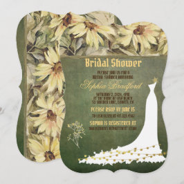 Gold Daisies mit Sage Wedding Brautparty Card Einladung