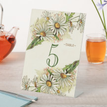 Gold Daisies mit Sage Wedding Tischnummer Pedest