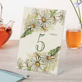 Gold Daisies mit Sage Wedding Tischnummer Pedest Sockelschild