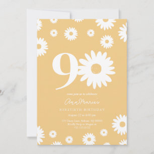 Gold Daisy 90th Birthday Invitation