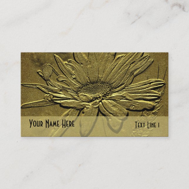 Gold Daisy Floral Business Card Visitenkarte (Vorderseite)