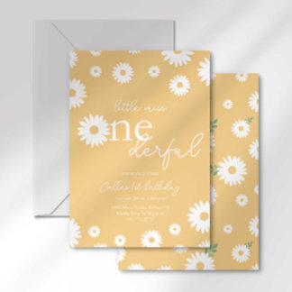 Gold Daisy Little Miss Onederful Einladung