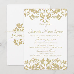Gold Damask 50 Jahre Einladung