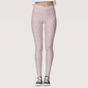 Gold Damask auf Lilac-Leggings - OsterYoga-Pflanze Leggings