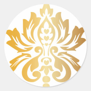 Gold Damask Custom Runder Aufkleber
