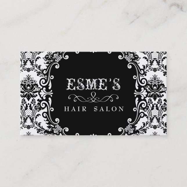 GOLD Damask Hair Salon Stylist Business Card Visitenkarte (Vorderseite)