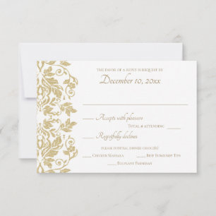 Gold Damask Response RSVP Karte