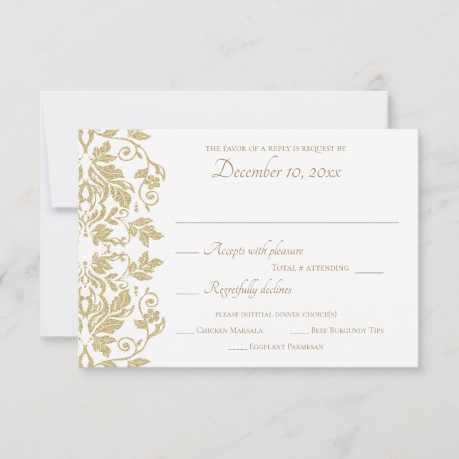 Gold Damask Response RSVP Karte (Vorderseite)