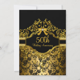 Gold Damask & Rose - Einladung zum 50-jährigen Jub