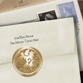 Gold Damask Umschlag Aufkleber