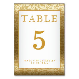 Gold Damask und White - Table Card Tischnummer