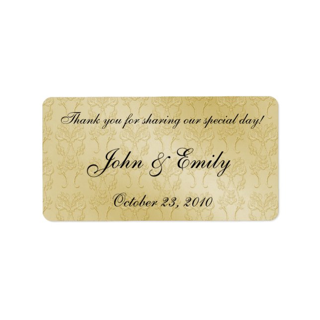 Gold Damask Wedding Favor Labels Adressaufkleber (Vorne)