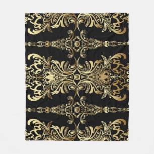 Gold Damaskus, florales Arabesque Muster. Fleecedecke