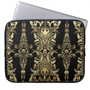 Gold Damaskus, florales Arabesque Muster. Laptopschutzhülle