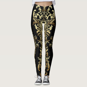 Gold Damaskus, florales Arabesque Muster. Leggings