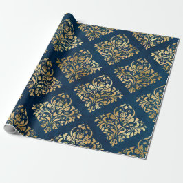 Gold-Damaskus in Blau Geschenkpapier