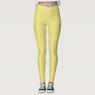 Gold Damast auf gelben Leggings - Oster-Yoga-Hosen