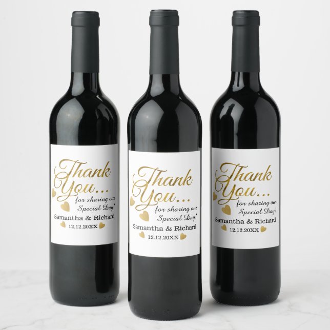 Gold Danke Personalisierte Gastgeschenk Hochzeit Weinetikett (Flaschen)