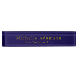 Gold & Dark Blue Color Beruflich Schlicht Namensplakette