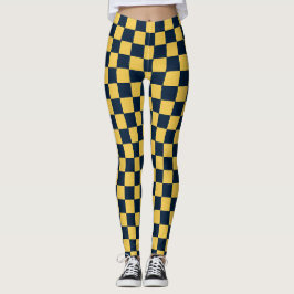 Gold & Dark Blue Karo handgezogene Pastellfarben b Leggings