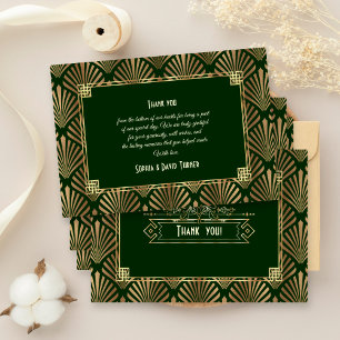 Gold Dark Green Art Déco Merci Mariage des années 