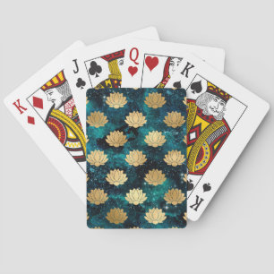 Gold & Dark Green Galaxy Dharma Mandala Muster Spielkarten