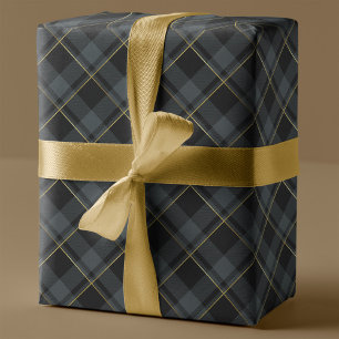 Gold & Dark Green Tartan Karierte Weihnachten Geschenkpapier