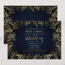 Gold & Dark Navy Blue Elegant Korallenhochzeit