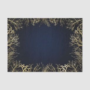 Gold & Dark Navy Blue Elegant Korallenhochzeit Seidenpapier