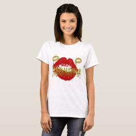 Gold das THICKALICIOUS der Frauen u. rotes T-Shirt