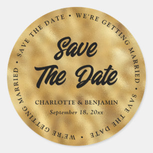Gold, das wir Save the Date heiraten werden Runder Aufkleber