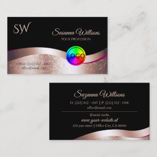 Gold-Decke in Wavy-Rose mit Logos und Monogramm Visitenkarte