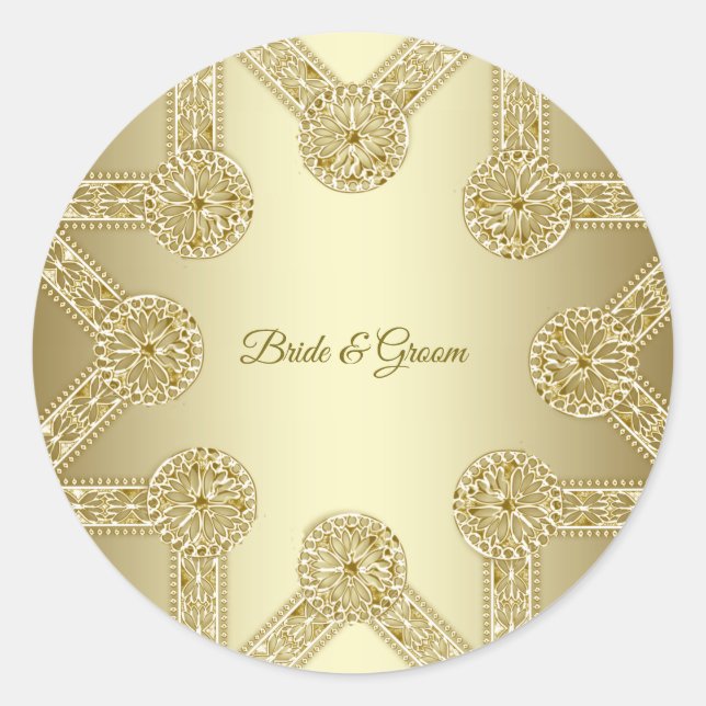 Gold Decorative Classic Round Aufkleber (Vorderseite)