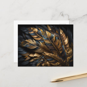 Gold Decorative Feathers Postkarte