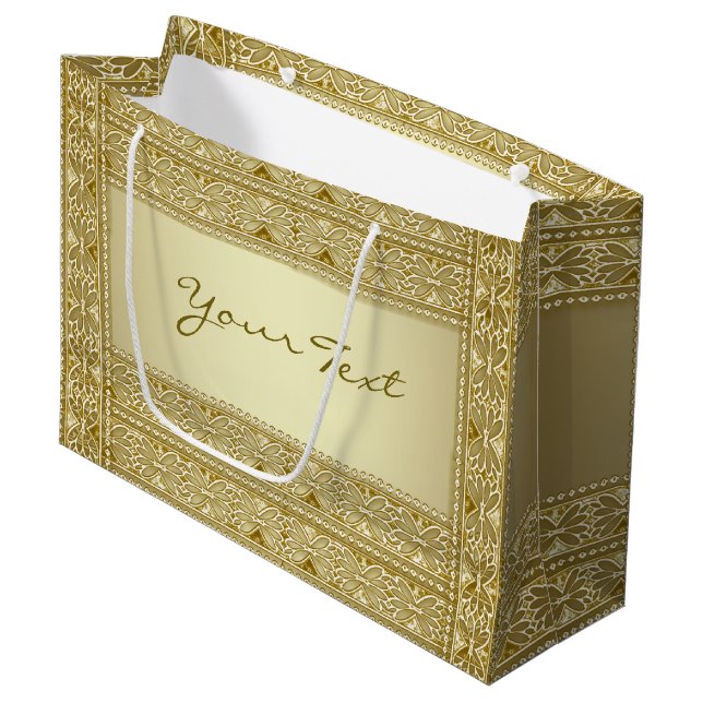 Gold Decorative Geschenktasche Große Geschenktüte (Vorderseite Schrägansicht)