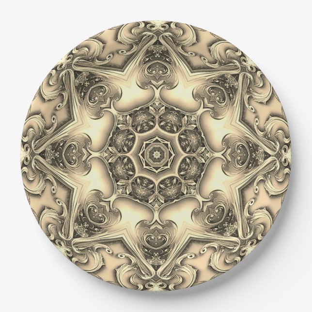 Gold Decorative Holiday Paper Plate Pappteller (Vorderseite)