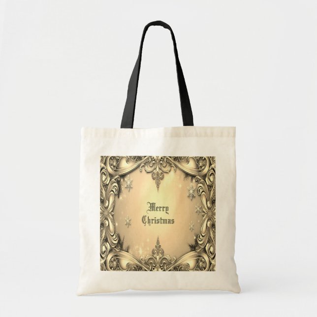 Gold Decorative Holiday Tote Bag Tragetasche (Vorne)