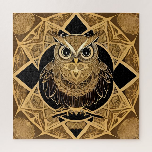 Gold Decorative Owl Mandala Design (Vertikal)