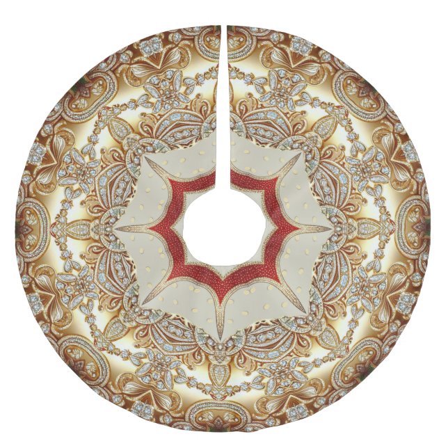 Gold Decorative Tree Skirt Polyester Weihnachtsbaumdecke (Vorderseite)