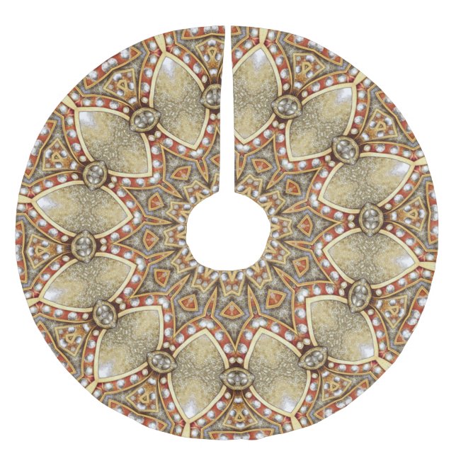 Gold Decorative Tree Skirt Polyester Weihnachtsbaumdecke (Vorderseite)